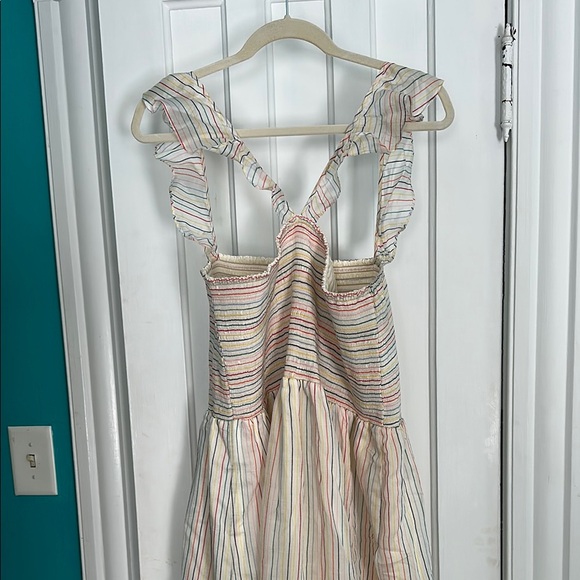 Madewell Ruched Tan and Cream Midi Sundress - Picture 4 of 5